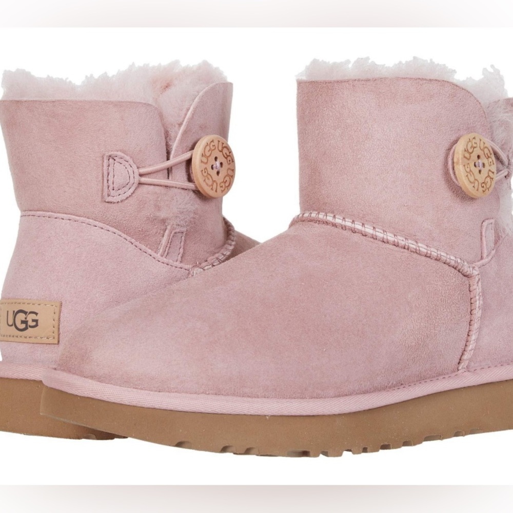 UGG Womens Mini Bailey Button II Pink Crystyal Boot - 10